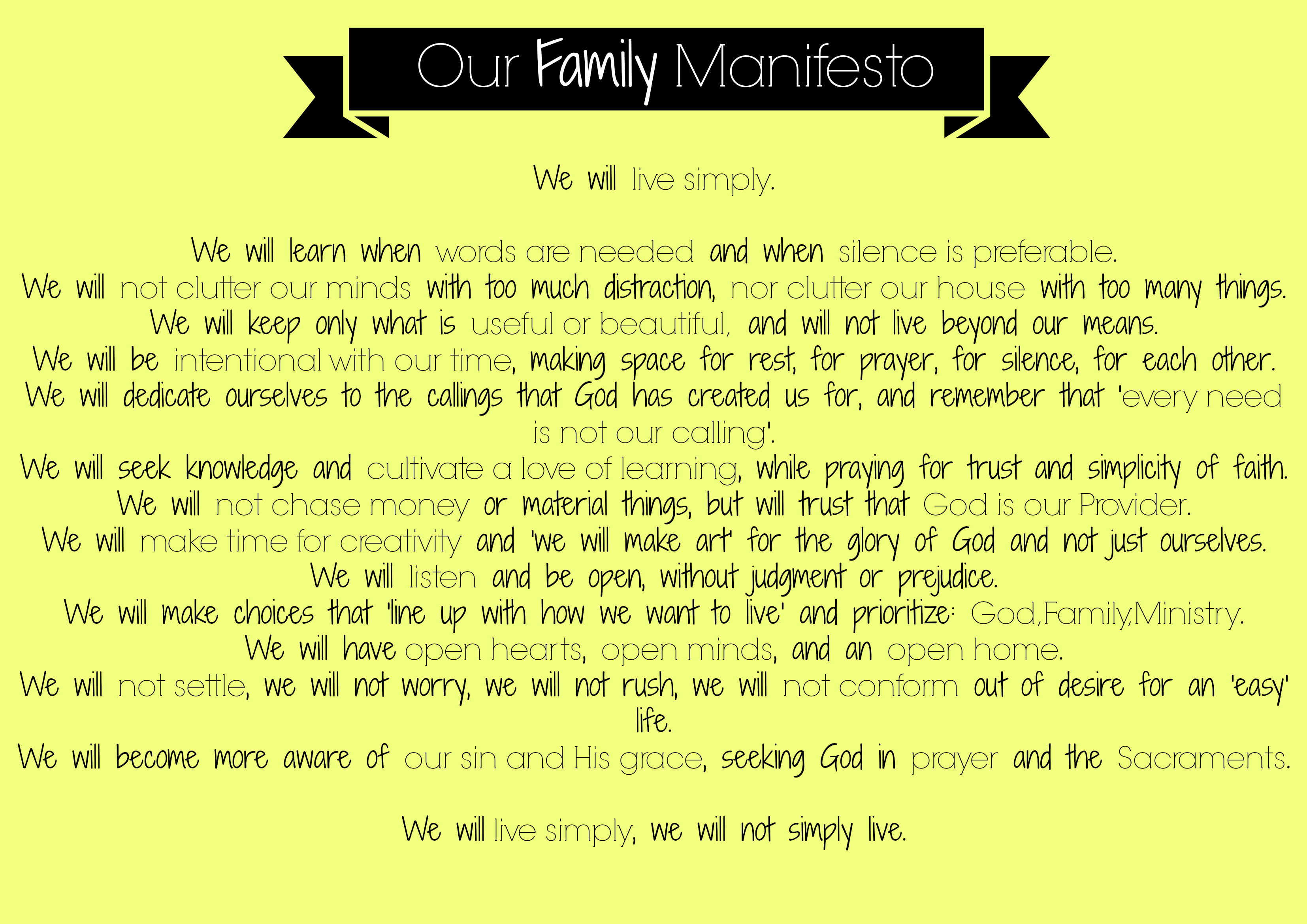Our Family Manifesto